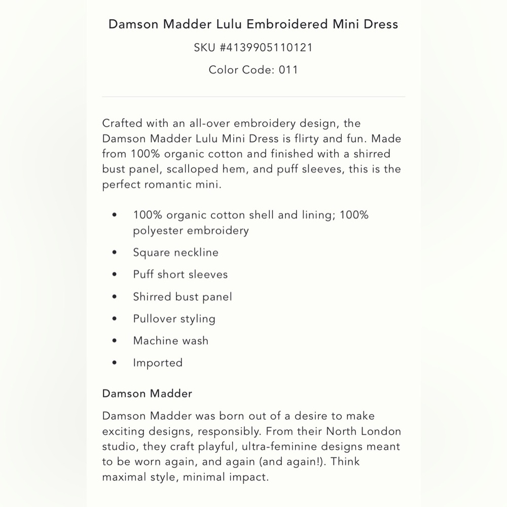 Damson Madder Lulu Embroidered Mini Dress - Picture 5 of 7